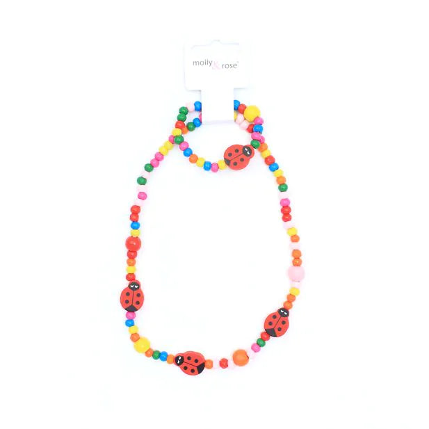 Ladybird Bead Necklace & Bracelet Set