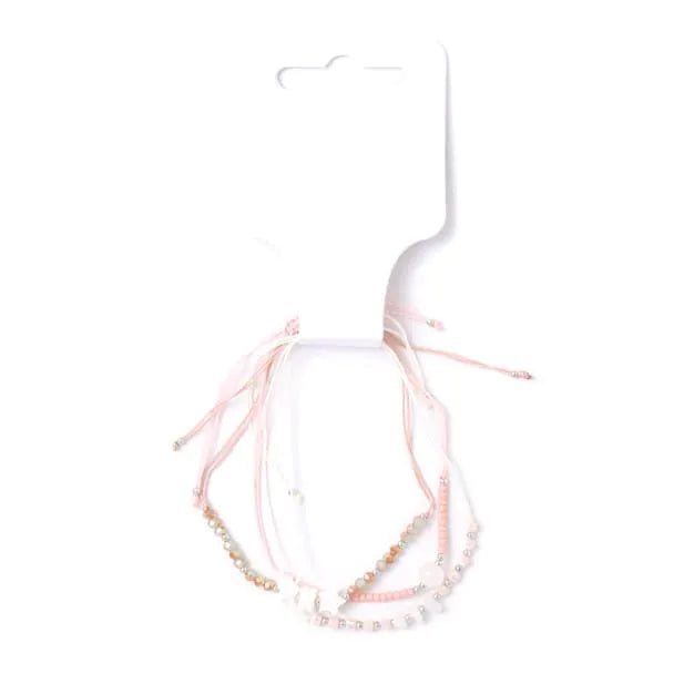 Set of 3 Neutral Corded Bracelets With Charms & Beads