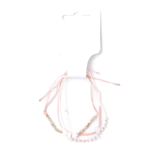 Set of 3 Neutral Corded Bracelets With Charms & Beads