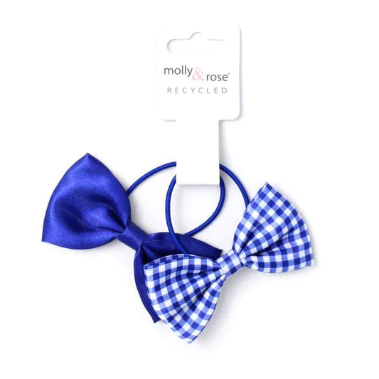 Set of 2 Recycled Bow Elastics In Royal Blue