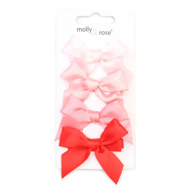 Set Of 4 Assorted Pink Bow Clips