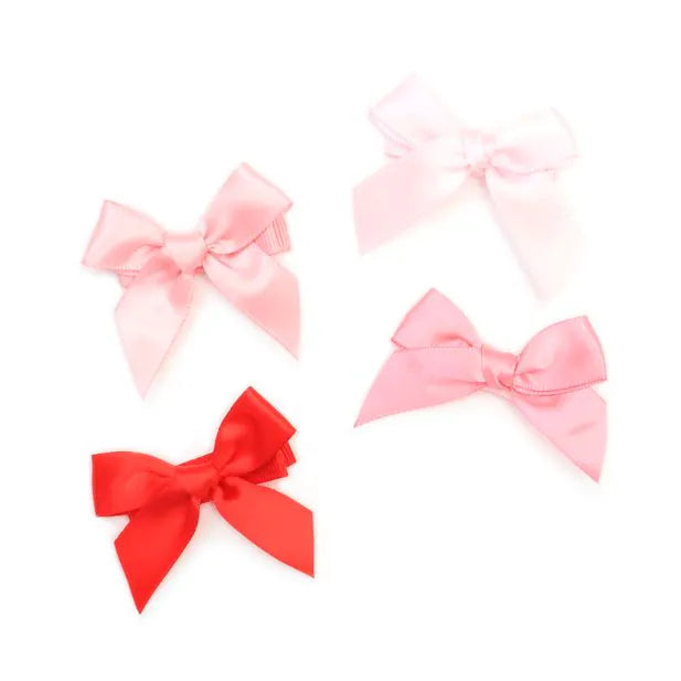 Set Of 4 Assorted Pink Bow Clips