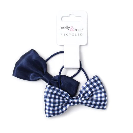 Set of 2 Recycled Bow Elastics In Navy
