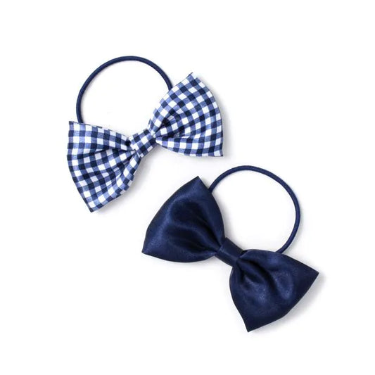 Set of 2 Recycled Bow Elastics In Navy