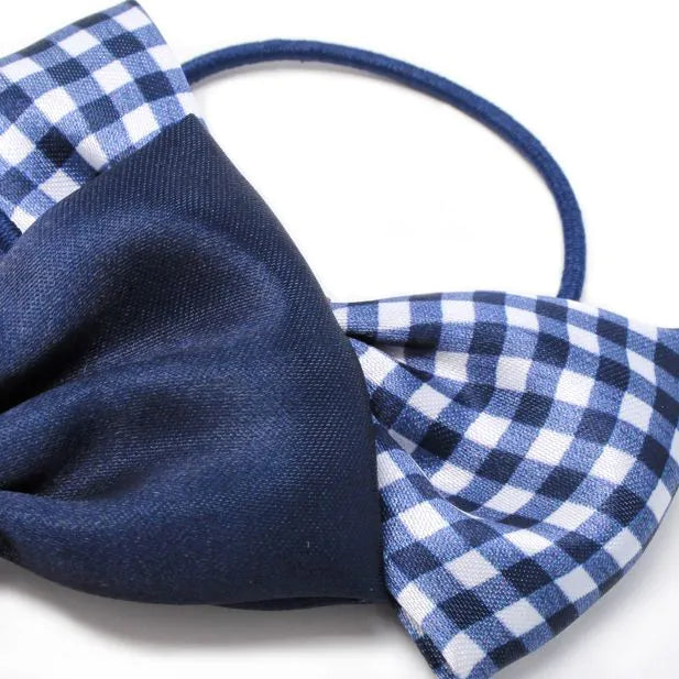 Set of 2 Recycled Bow Elastics In Navy