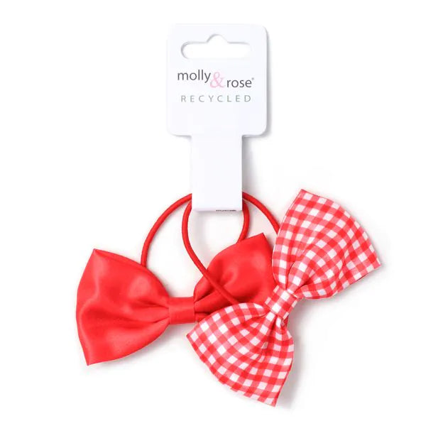 Set of 2 Recycled Bow Elastics In Red