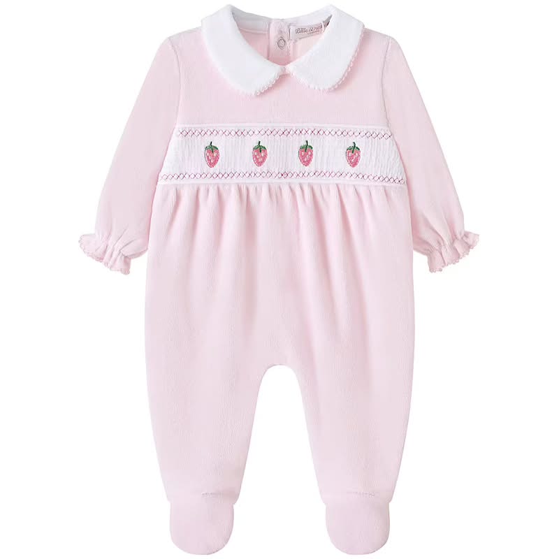 Baby Girls Velour Strawberry Sleepsuit