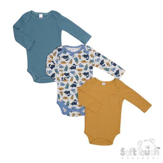 Baby Boys Thermal Dinosaur Bodysuits