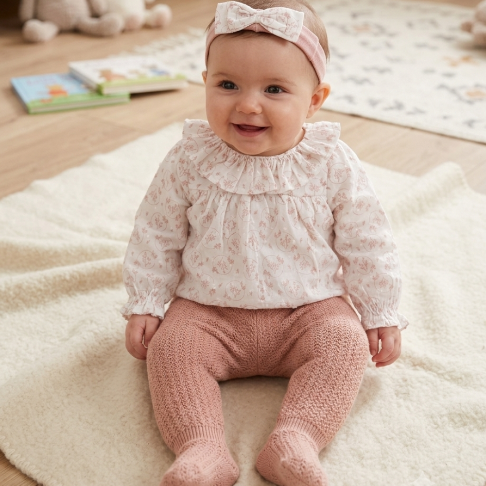 Baby Girls Blouse & Knitted Trousers with Outfit