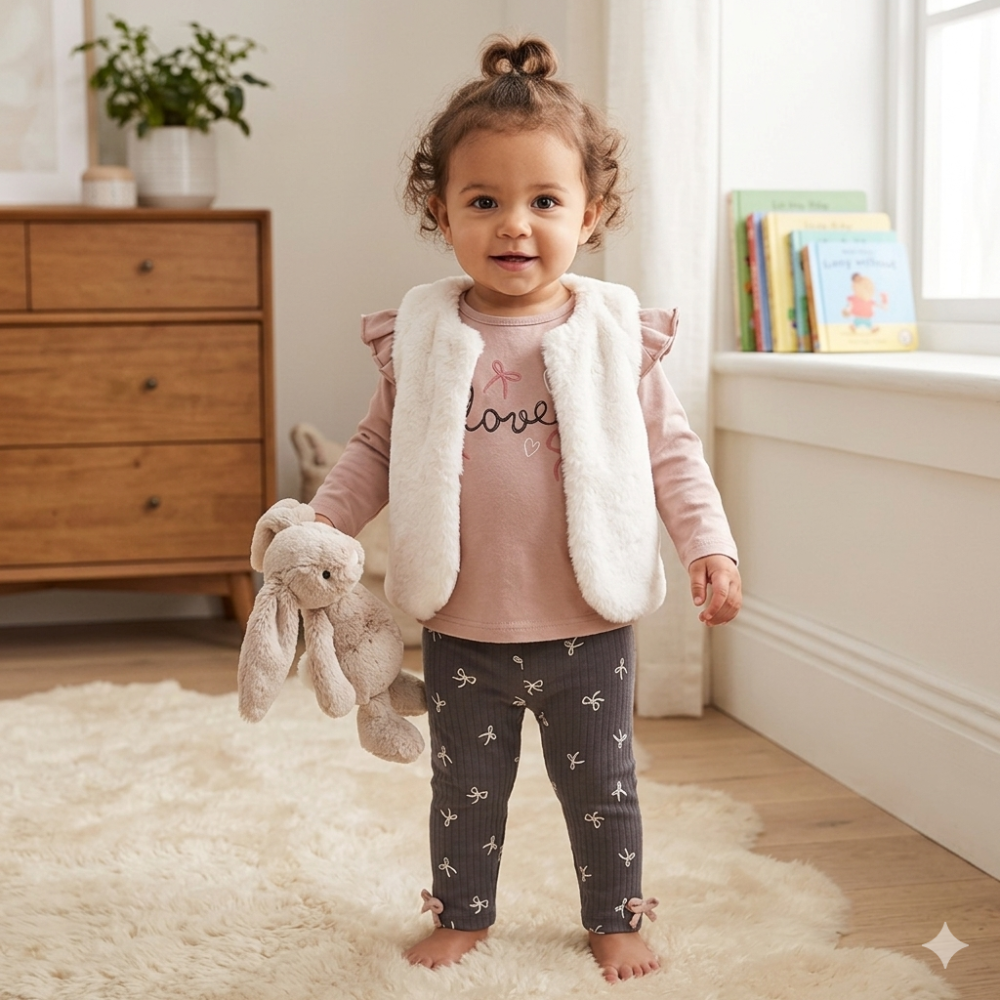 Girls Faux Fur Gilet Outfit
