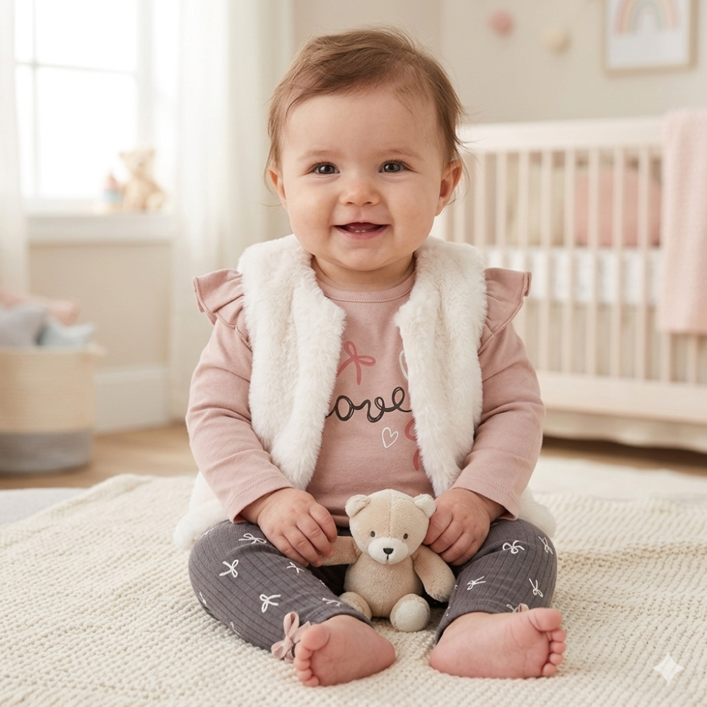 Baby Girls Faux Fur Gilet Outfit
