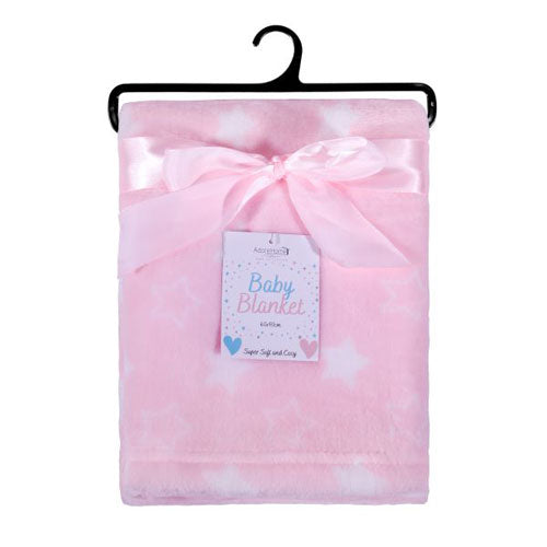 Pink Star Print Fleece Blanket