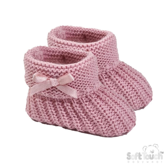 Pink Bow Knitted Booties