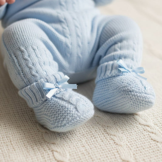 Baby Blue Cable Knit Booties