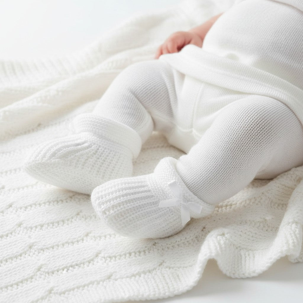 White Bow Knitted Booties