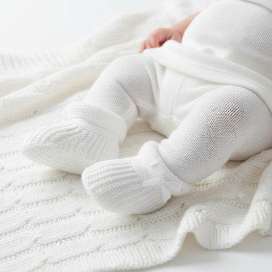 White Bow Knitted Booties
