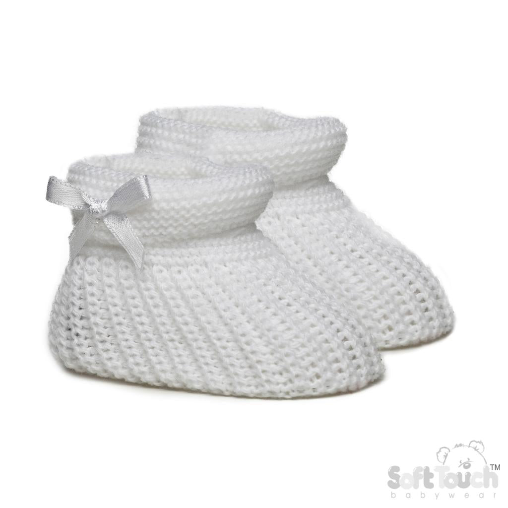 White Bow Knitted Booties