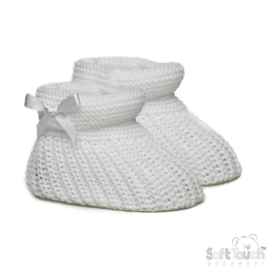 White Bow Knitted Booties