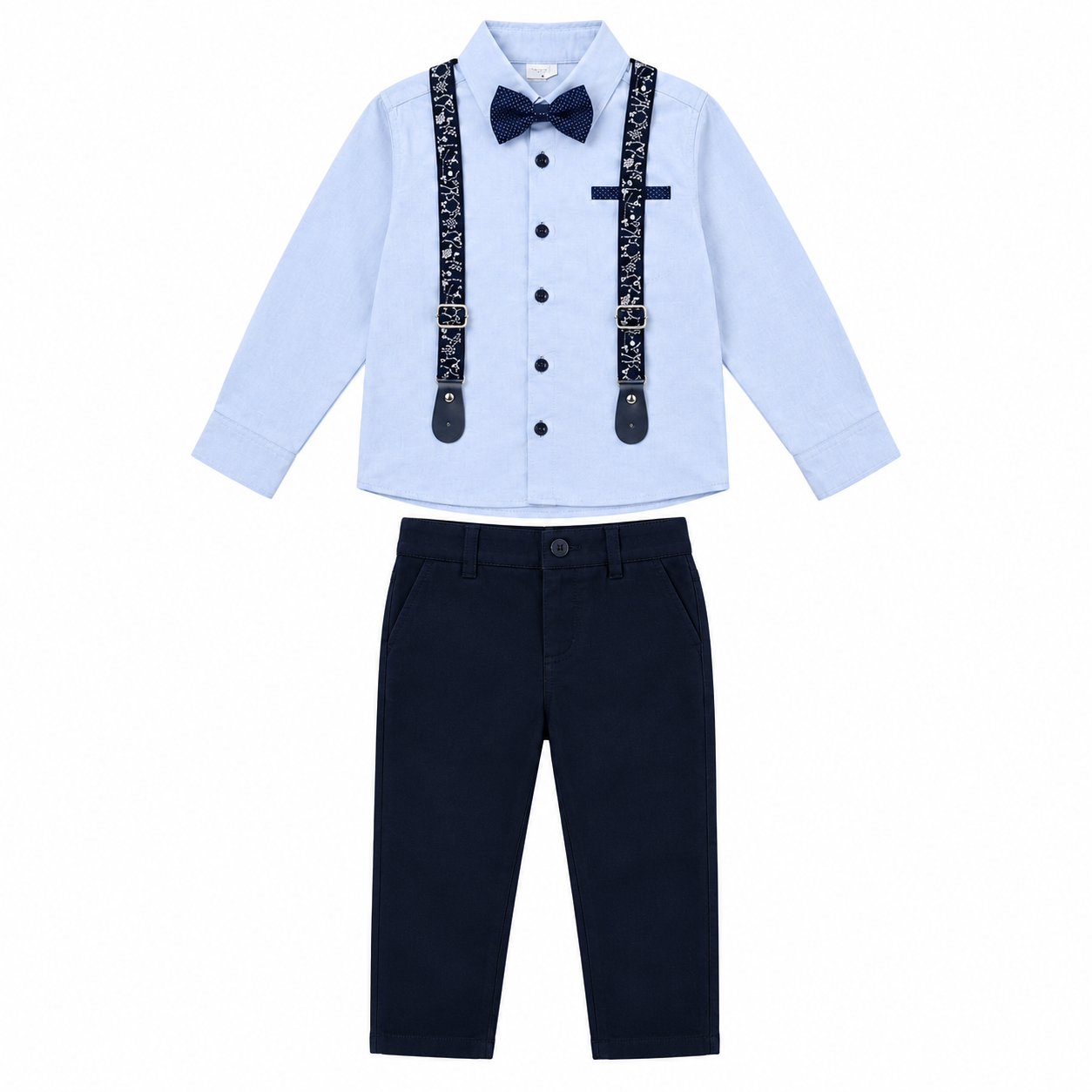 Boys Shirt & Chinos Outfit with Braces & Bow Tie