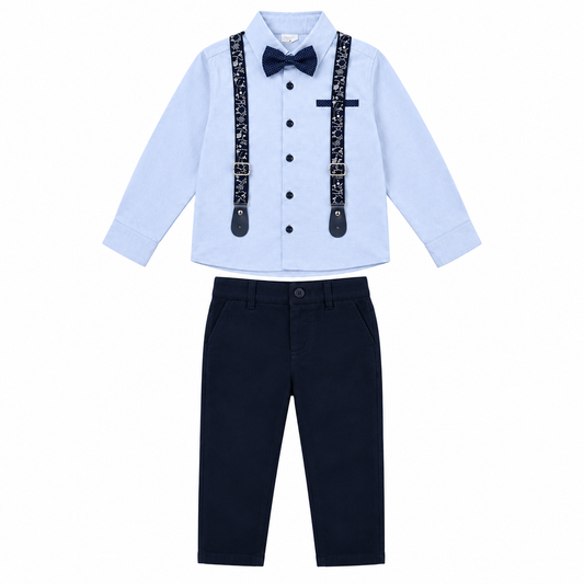Boys Shirt & Chinos Outfit with Braces & Bow Tie