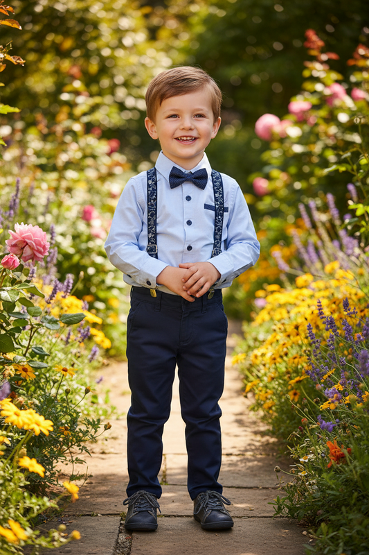 Boys Shirt & Chinos Outfit with Braces & Bow Tie