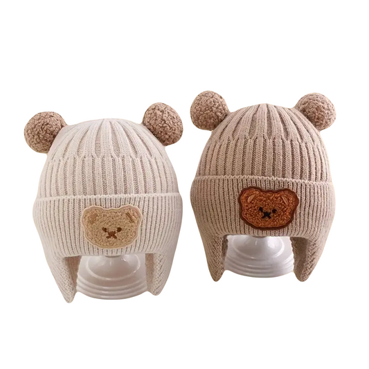 Baby Bear Motif Bobble Hat