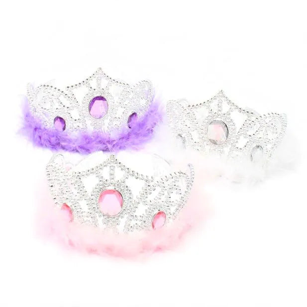 Plastic Tiara With Feather Trim