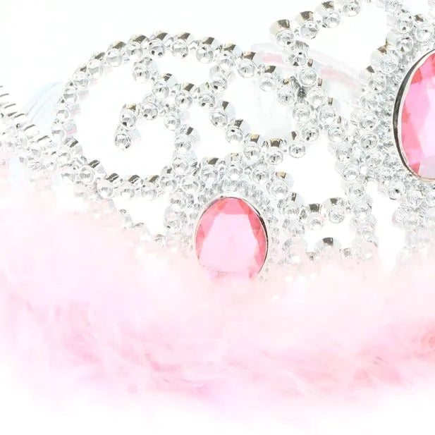 Plastic Tiara With Feather Trim