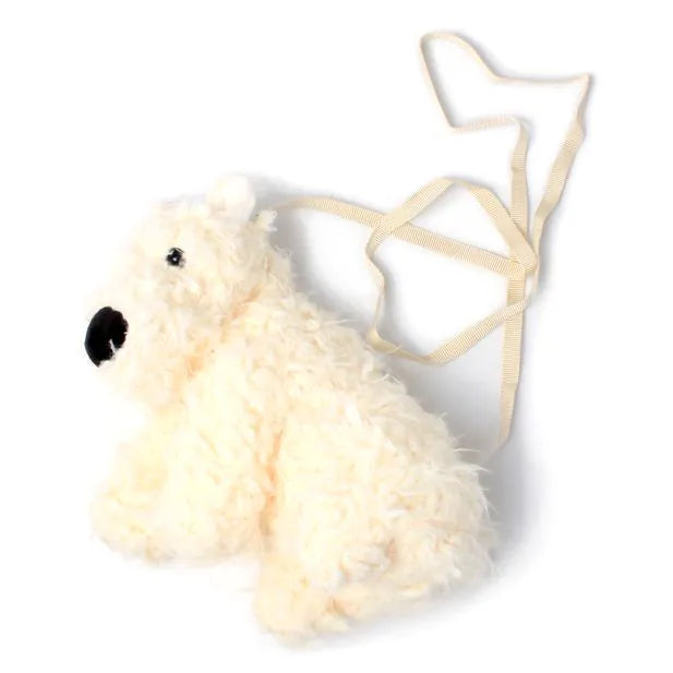 Cream Furry Dog Shoulder Bag