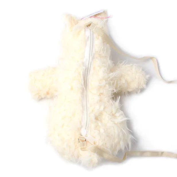 Cream Furry Dog Shoulder Bag