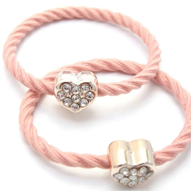 Heart Motif Twisted Hair Elastics