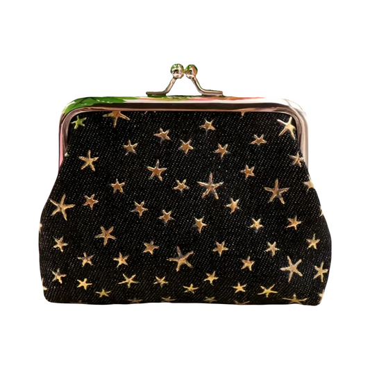 Black Denim Purse with Gold Stars