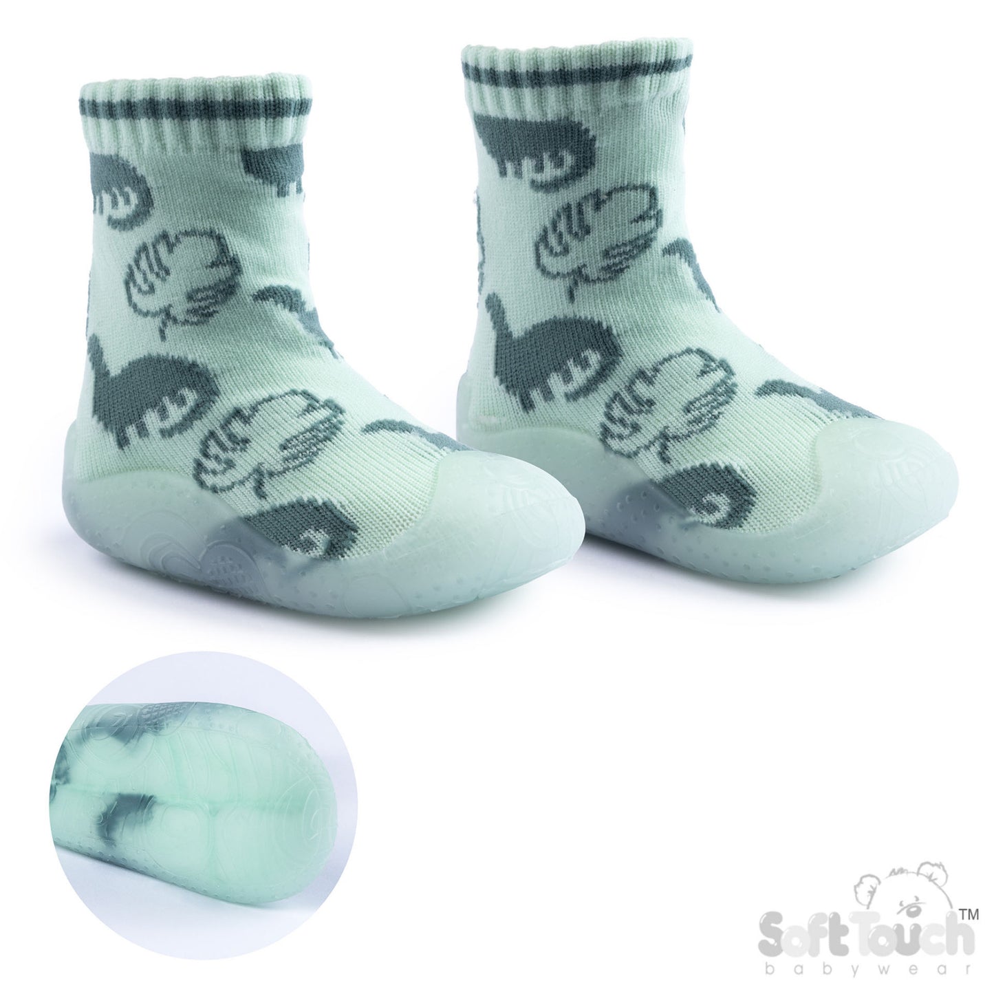 Baby Boys Dinosaur Rubber Soled Socks