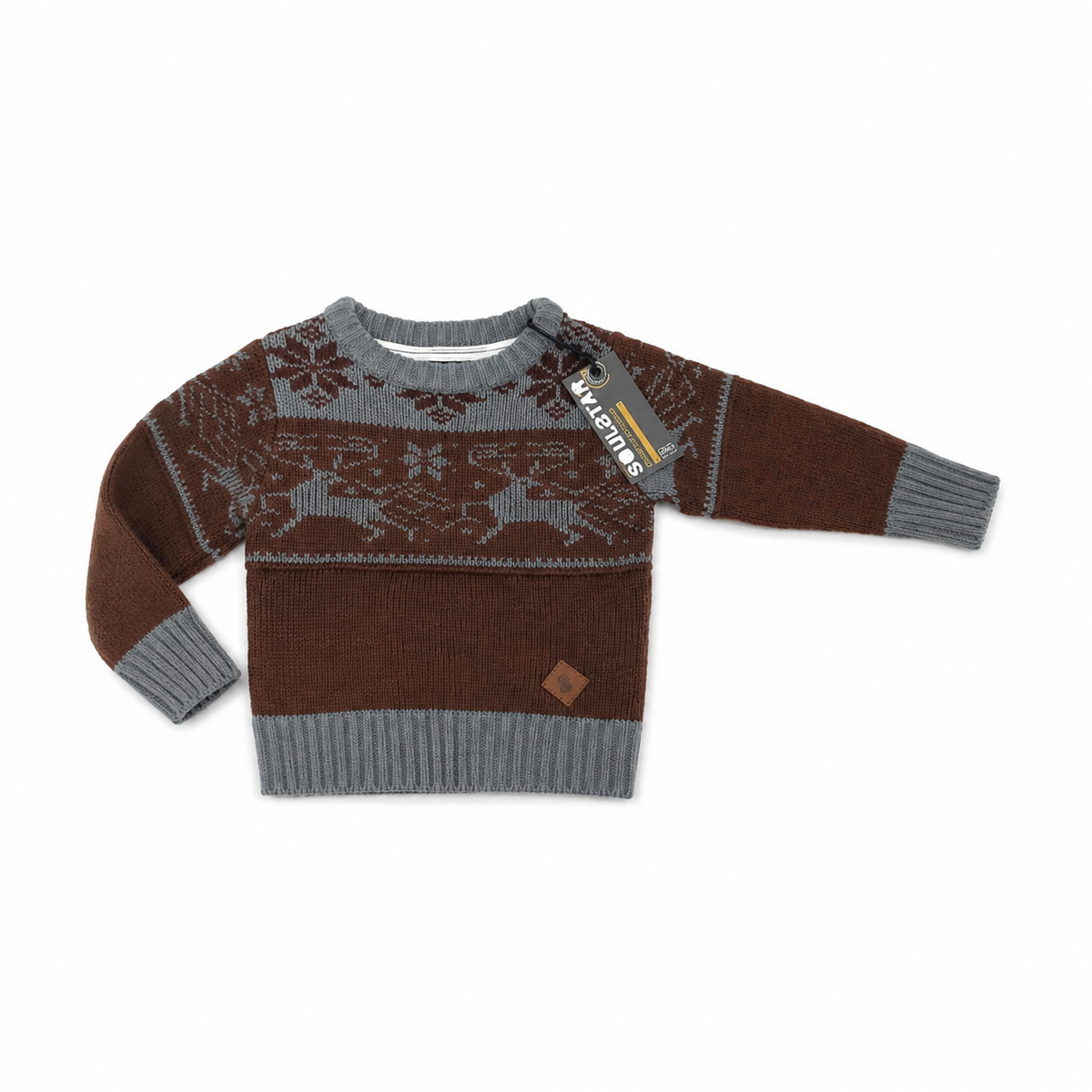 Boys 'Reindeer' Knitted Grandad Jumper