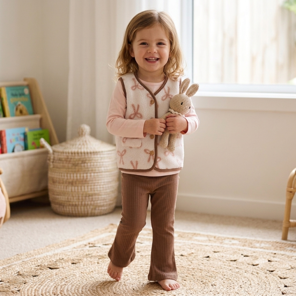 Girls Borg Gilet Outfit