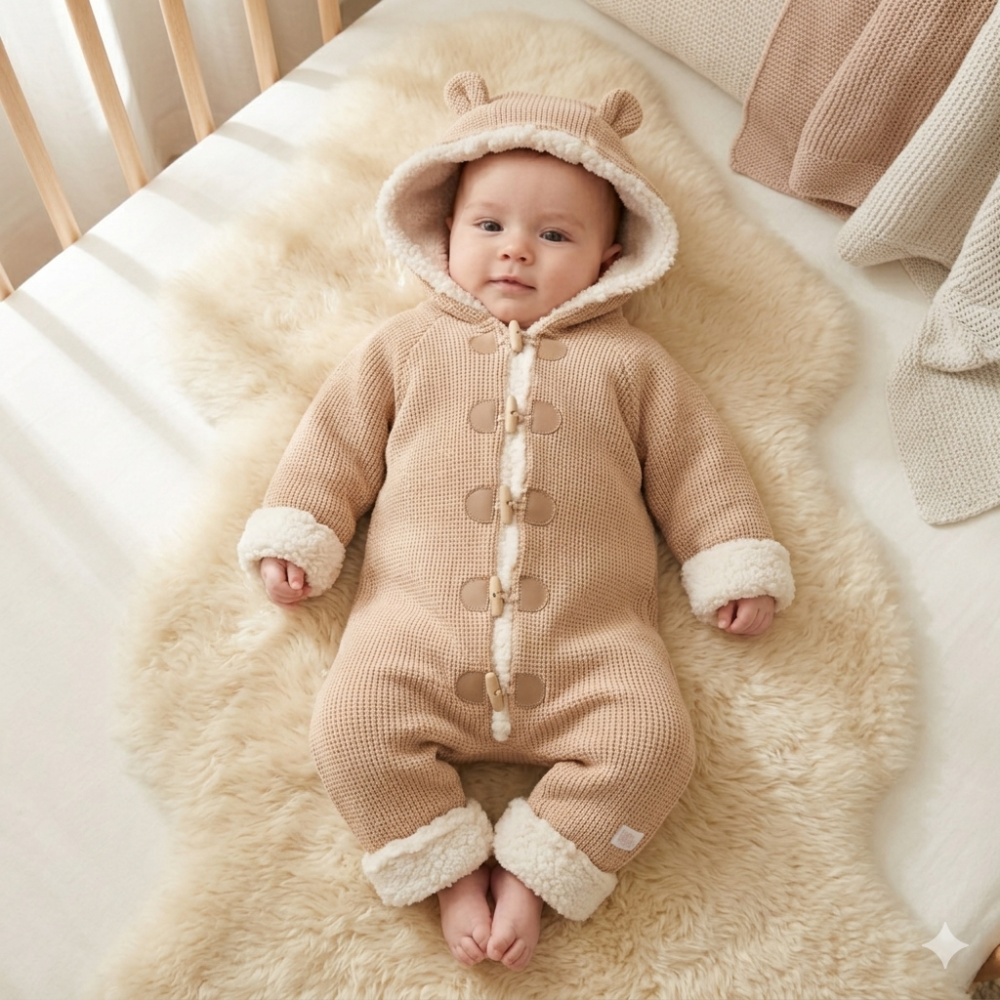 Baby Knitted Sherpa Lined Pram Suit