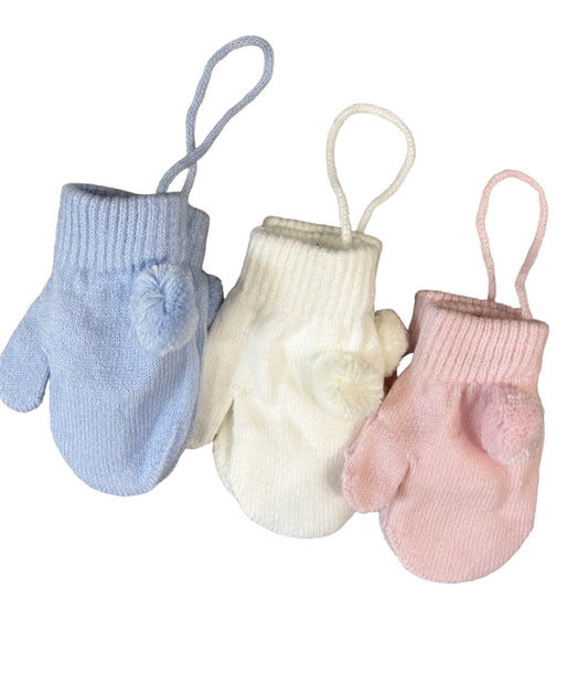 Pom Pom Connected Mittens
