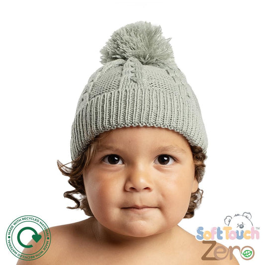 Sage Green Cable Knit Bobble Hat