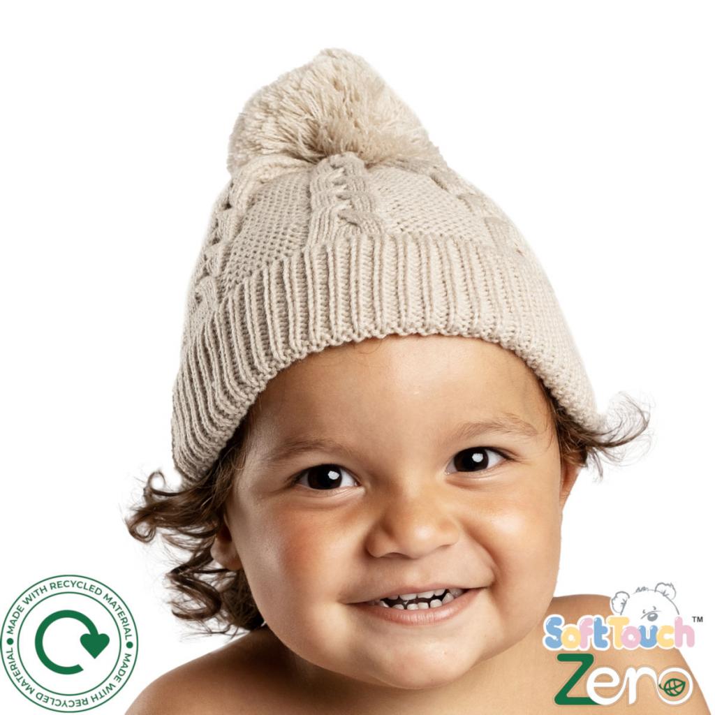 Beige Cable Knit Bobble Hat