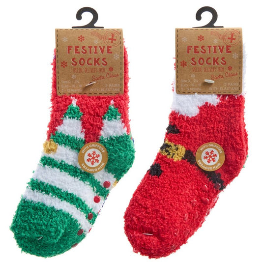 Baby 2 Pack of Cosy Christmas Socks