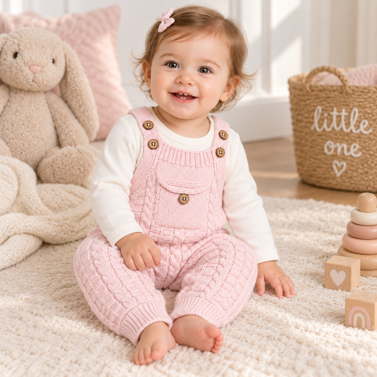Baby Girls Knitted Dungaree Outfit