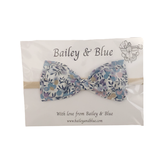 Liberty Wiltshire Dusty Blue Large Bow Headband