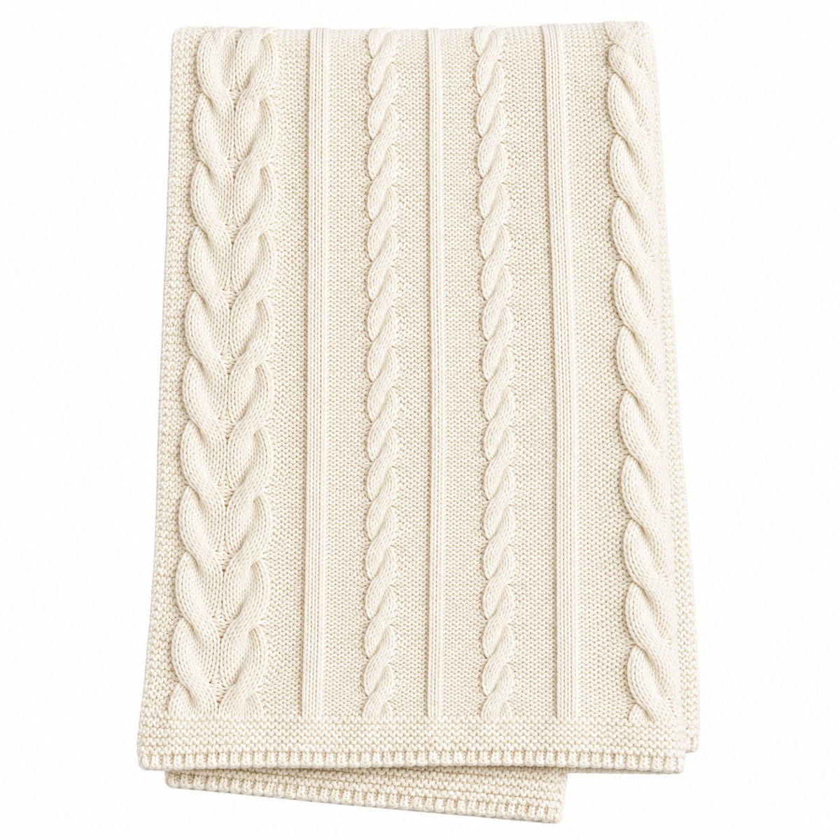 Cream Cable Knit Blanket
