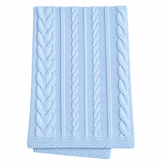 Blue Cable Knit Blanket