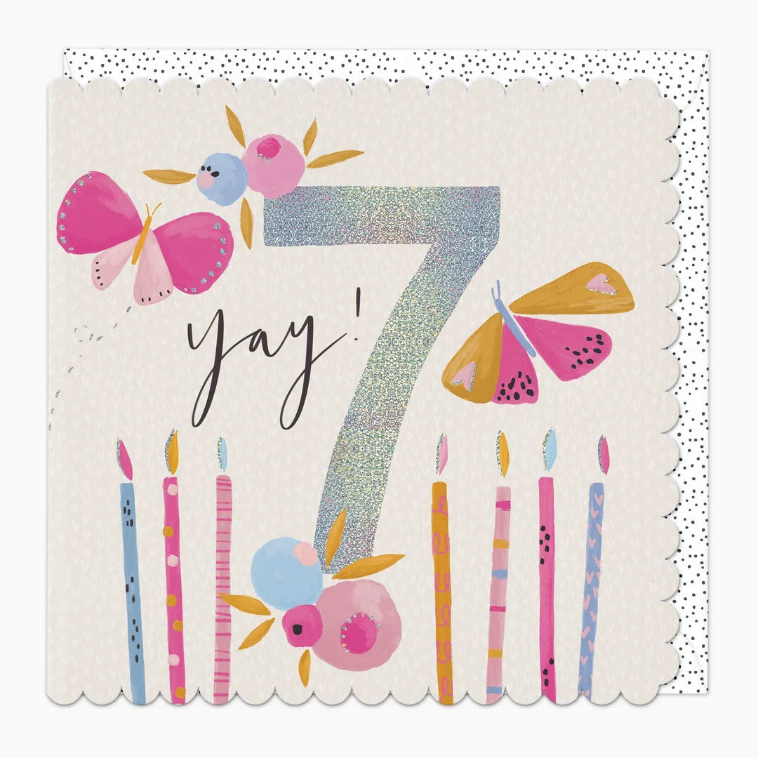 Yay! 7th Birthday Scalloped Card