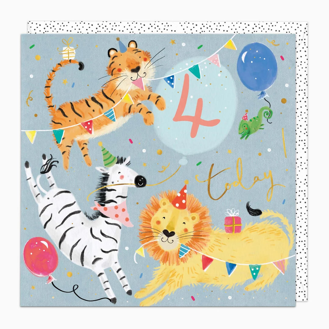 Zebra's 4th Birthday Card