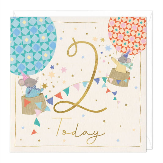 Tiny Travellers Turn 2 Birthday Card