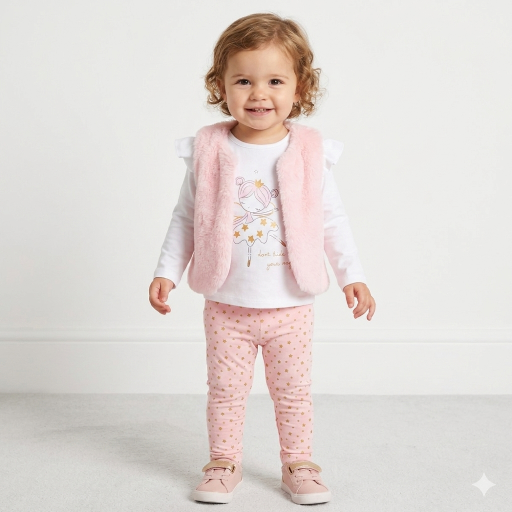 Baby Girls Faux Fur Gilet Outfit