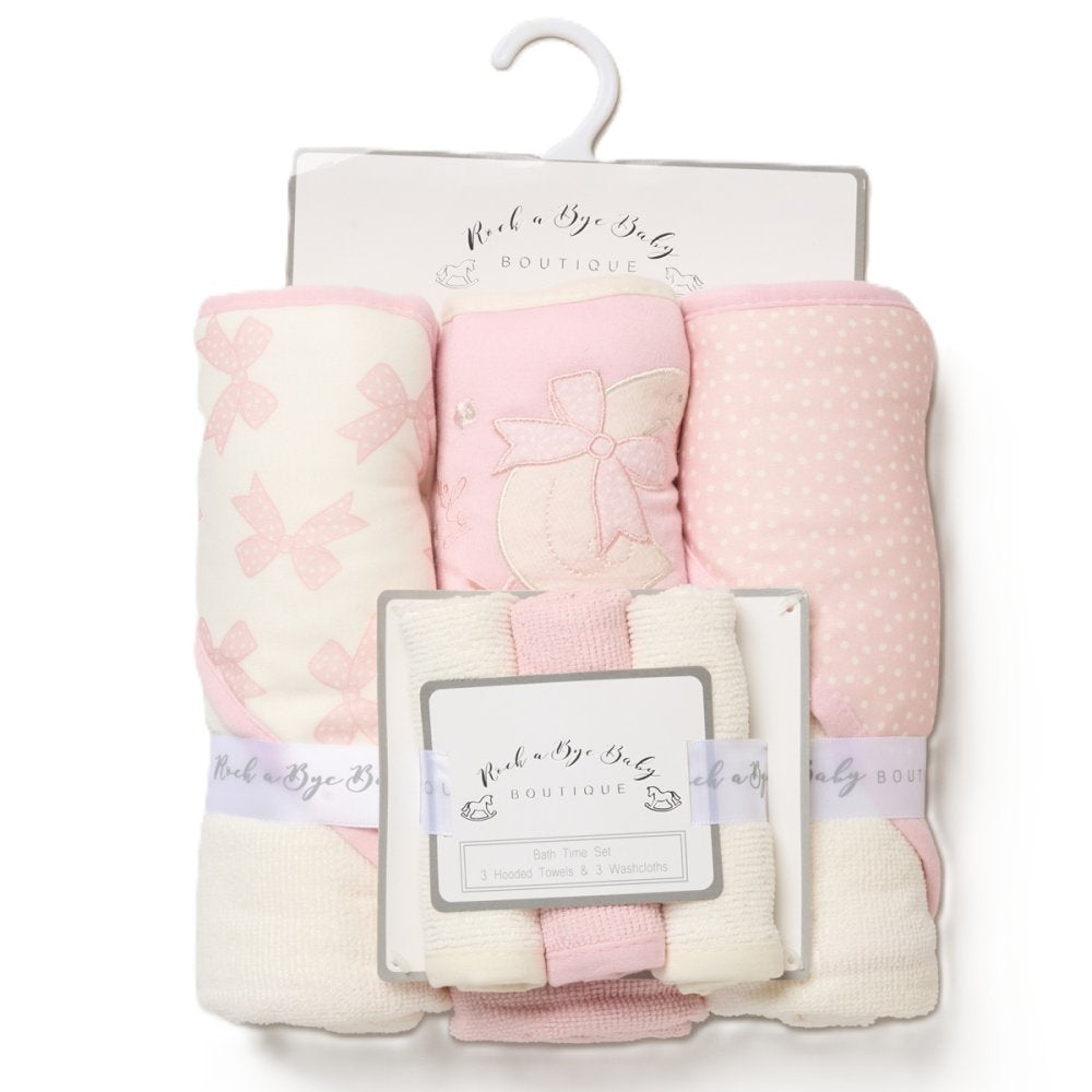 Bow Hooded Towel & Washcloth Set