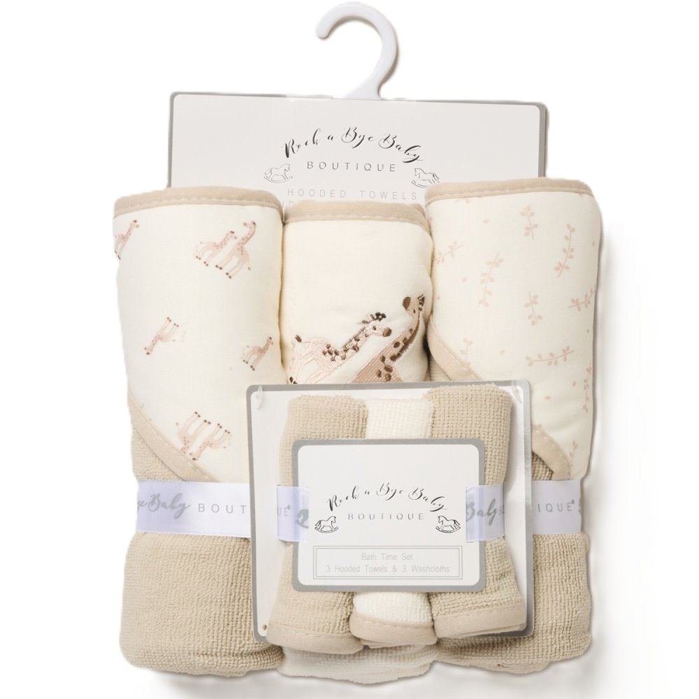 Giraffe Hooded Towel & Washcloth Set